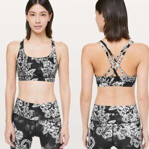 Lululemon Energy BraPainted Paisley Energy Bra Silver Ice BlackSize 4